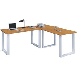 VCM, Schreibtisch, Büromöbel Eckschreibtisch Lona 50 U Alu Weiß (130 x 130 x 50 cm)