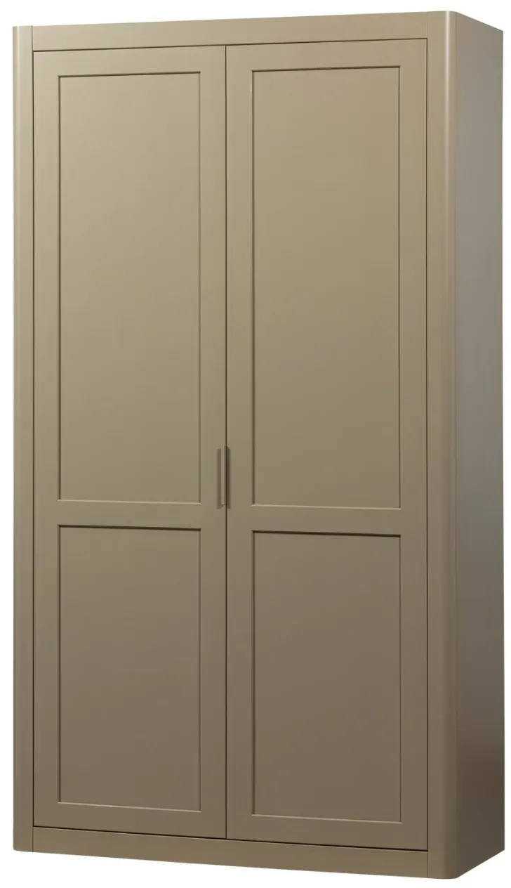 Schrank Gunnar aus Kiefernholz, modern, lackiert, Farbe Mud, zwei Türen, FSC-zertifiziert