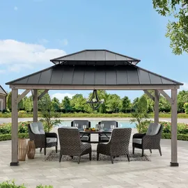 Sunjoy Zedernholz Gazebo Rysy 4,5 x 3,9 m Schwarz/Grau