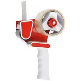 Werkzeyt Klebebandabroller - Für Klebebänder bis 50 mm Breite - Mit Rollenbremse & Zackenmesser - Inkl. 1 Rolle Paketklebeband - Ergonomisch geformter Griff / Handabroller / Paketbandabroller / B22301