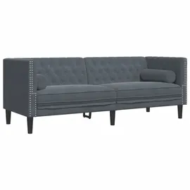 vidaXL Chesterfield-Sofa mit Nackenrollen 3-Sitzer Dunkelgrau Samt 2162728