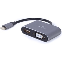 Gembird USB-C zu (HDMI, VGA, 1.50 cm), Data + Video Adapter, Silber