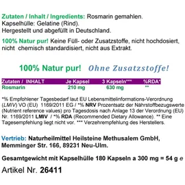 VitalLife Rosmarin Kräuter Kapseln 180 St.