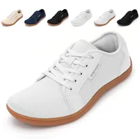 ASHION Barfußschuhe für Damen Herren mit Breite Zehenbox Minimalistische Barfuss Schuhe,B Weiß Braun 44 EU - 44 EU Weit