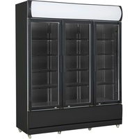 Mobiler Kühlschrank mit 3 Glastüren Getränkekühlschrank Gastro 1065 L +1/10°C ISO 45 mm Schwarz