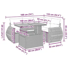 vidaXL Garten-Lounge-Set 5-tlg. beige