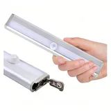 QUBEBU LED Unterbauleuchte Schrankleuchte Batterie Bewegungssensor Lampe Schranklampe Nachtlicht, Weiß, Warmweiß, 1/2/4 Stück, 19 x 3 cm, LED fest integriert, Sensor Lampe, Garderobe 1 Stück