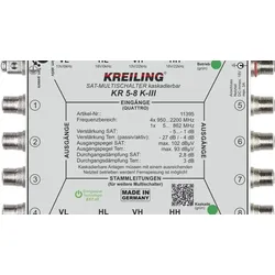 Kreiling KR 5-8 K-III, 5 Eingänge, 8 Ausgänge, 950 - 2200 MHz, 5 - 862 MHz, 500