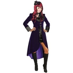 Karneval-Klamotten Vampir-Kostüm Vampirin Mantel schwarz lila mit schwarzem Kleid, Halloweenkostüm Damenkostüm Frack mit kurzes ärmelloses Kleid lila|schwarz 44