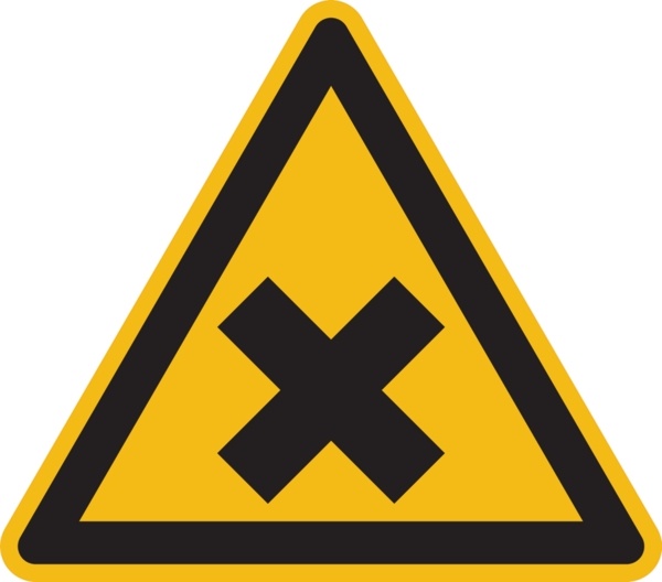 Warnzeichen, Warnung vor gesundheitsschädlichen oder reizenden Stoffen W018 - DIN 4844/BGV A8 - 200 mm Folie selbstklebend