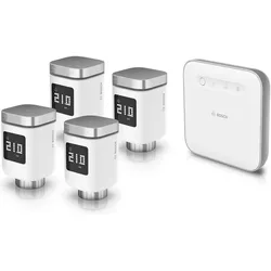 BOSCH Smart-Home-Station "Smart Home Starter Set mit Controller II und 4 Thermostaten", weiß (weiß, silber), B:10cm H:10cm T:2,9cm, Smart-Home-Stationen