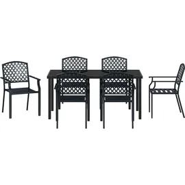 vidaXL Garten Essgruppe 7 pcs Anthrazit Pulverbeschichteter Stahl - Grau