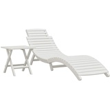 vidaXL Sonnenliege mit Tisch Weiß Massivholz Akazie