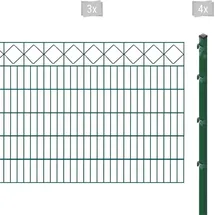 Arvotec Doppelstabmattenzaun ESSENTIAL 120 zum Einbetonieren "Karo" mit Zierleiste, (Set, 7-St), Zaunhöhe 120 cm, Zaunlänge 2 - 60 m grün 6 m x 120 cm