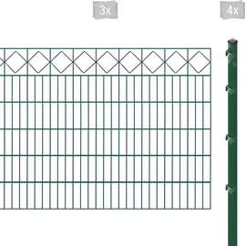 Arvotec Doppelstabmattenzaun ESSENTIAL 120 zum Einbetonieren "Karo" mit Zierleiste, (Set, 7-St), Zaunhöhe 120 cm, Zaunlänge 2 - 60 m grün 6 m x 120 cm