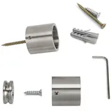 SO-TECH® Garderobenstange Garderobenstange Schrankstange Edelstahl rund Ø 25 mm, (2 St), Schrankstangenlager TUBE silberfarben