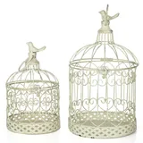 Moritz Deko Käfig Windlicht Dekokäfig Pflanzkäfig Vogelkäfig 2er Set Garten Shabby Weiß