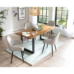 Essgruppe 5 tlg. 160x85 cm Sitzgruppe Massivholz Essstuhl Esstisch Tisch Stuhl