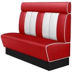 Dinerbank | Rot | B:H 200 x 160 cm | Gestreift | Leder | American Diner Sitzbank, American Dinerbank, American Diner Möbel