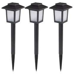 Gartendeko Lampen Solarlampen für Außen Garten LED Terrassen Dekoration Solar, Erdspitz schwarz, 10x LED, LxBxH 8x8x37, 3er Set