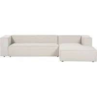 Beliani Ecksofa 3-Sitzer Vernon Stoff Hellbeige Linksseitig