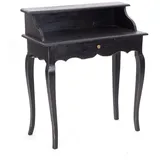 DESIGN DELIGHTS Sekretär MASSIVHOLZ SEKRETÄR NAPOLEON 92x80cm(HxB), Massivholz Schreibtisch schwarz
