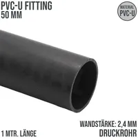tubofuro(pt) 50 x 2,4 mm PVC Klebe Fitting Druck Kunststoff Rohr grau
