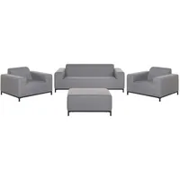 Beliani Lounge Set ROVIGO Grau, Schwarz Textil, 5-Sitzer, Loungemöbel, Loungemöbel-Sets