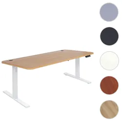 Schreibtisch HWC-D40, Computertisch, elektrisch h√∂henverstellbar 160x80cm 53kg MVG ~ braun Struktur, wei√ü