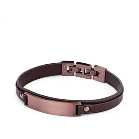 FYNCH-HATTON Leather meets Metal Armband aus Edelstahl und Leder braun FHJ-0050-B-19 Größe onesize