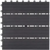 Mendler WPC Bodenfliese Rhone, Holzoptik Balkon/Terrasse, 11x je 30x30cm = 1qm ~ Premium, anthrazit linear