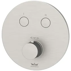 Kronenbach Smart Push Thermostat Unterputz für 2 Verbraucher, runde Ausführung, Badarmaturen, steel look