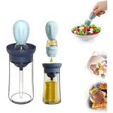 FUFRE Ölflasche Mit Pinsel Silikon-Backpinsel Skala Flexxibel Küchen-Pinsel Mit Silikon-Borsten Für BBQ Grill Küche BPA-frei Spülmaschinenfest (Blau)