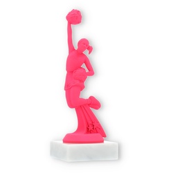 Pokal Kunststofffigur Cheerleader pink auf weißem Marmorsockel 18,5cm