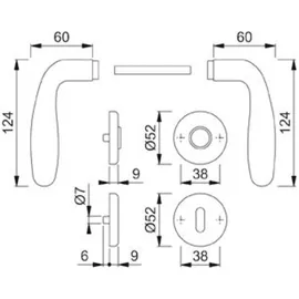 HOPPE Rosettengrt.Cardiff E1850Z/17KV/17KVS VA F69 rd.OB DIN L/R D/D
