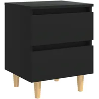 VidaXL Nachttisch mit Kiefernholz-Beinen Schwarz 40x35x50 cm