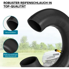 Wiltec Schlauch für Reifen Größe 3,50-4, bis 100 kg Traglast, mit abgewinkeltem Ventil TR87