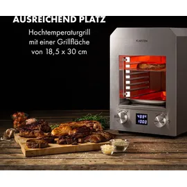 Klarstein Hannibal Hochtemperaturgrill Indoor 2.200W 850°C Edelstahl silber