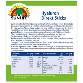 Sunlife Hyaluron Direkt Sticks mit Biotin Coenzym Q10 20 Sticks 40 g