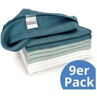 Makian Mullwindel / Mulltuch / Spucktuch / Pflegetuch 9er Pack 40 x 40 cm - Patina / Mint / Weiß