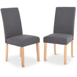 Esszimmerstuhl 2er-Set, Polsterstuhl im Set, zeitloses Design, Belastbarkeit 110 kg, Dunkelgrau, Beine Holz, Raburg Alexandra