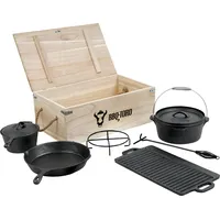 BBQ-Bull Dutch Oven Set in Holzkiste 7-tlg.