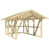 SKANHOLZ Skan Holz Carport Schwarzwald mit Dachlattung u. Rückwand 424 x 600 cm Natur