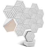 Hexagon Akustikplatten selbstklebend 12 Stück I Schallabsorber Schallschutz mit hoher Dichte für Wand Decken Holz & Tür - Akustikpanel Schallschutzplatten, 30x26x0.9cm,Streifen,Silbergrau