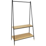 Wenko Standgarderobe Loft, freistehender Garderobenständer mit 2 großzügigen Ablagen, aus schwarzem Stahlrohr und FSC®-zertifiziertem Bambus, belastbar bis 40 kg, 90 x 167 x 42 cm