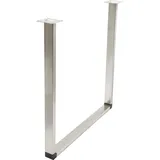 WAGNER Möbelbein/Tischbein/Möbelfuß Design-U-Rahmen - Ø 50 x 720 x 700 mm, 2 Anschraubplatten 90 x 90 mm, QuickClick Aufnahme, Industriestahl Edelstahl-Optik - 12501201