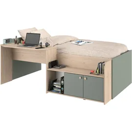 Parisot Halbhohes Hochbett Jade 1 90 x 200 cm Eiche grün