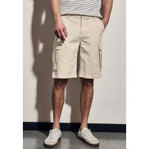 STREET ONE MEN, Herren, Gr. 33, beige (sandstone beige), Web, 98% Baumwolle, 2% Elasthan, unifarben, gerade kurz, Hosen Bermudas, mit seitlichen Einschubtaschen