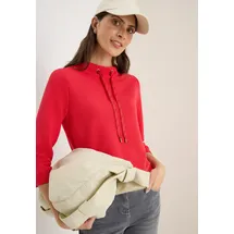 Cecil CECIL, Ottoman Shirt (fiery red L (42), rot rot), Stoff, 60% Polyester, 37% Viskose, 3% Elasthan, unifarben, normal, normal, Rundhals, abgesteppt, Shirts 3/4-Arm-Shirt, mit 3/4 Ärmeln