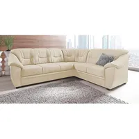 Ecksofa SIT & MORE "Savona L-Form", beige (creme), B:262cm H:90cm T:212cm, PRIMABELLE-Microfaser (100% Polyester), SOFTLUX/Struktur (Korpus in Kunstleder, Sitz und Rücken in Strukturstoff aus 75% Polyester und 25% Viskose), Kunstleder SOFTLUX, NaturLEDER (echtes Rindsleder), Korpus in Kunstleder SOFTLUX, Sofas, wahlweise mit Bettfunktion, inklusive Federkern, frei im Raum stellbar